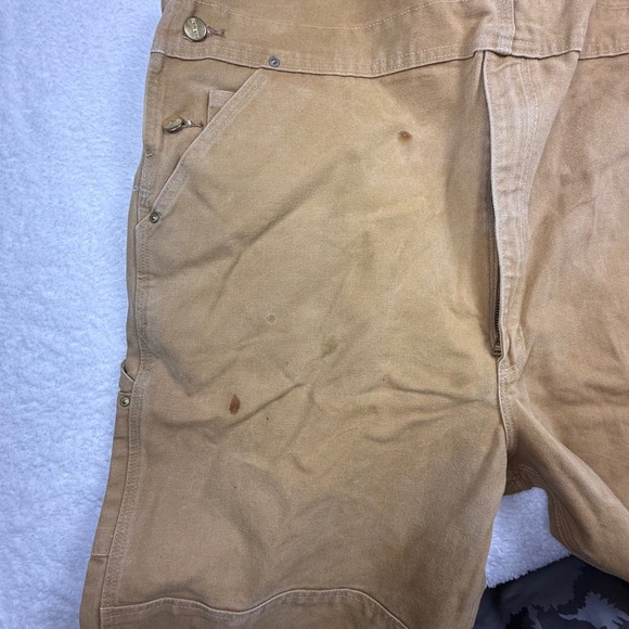 Carhartt Bib Overalls Workwear Carpenter Pants Double Knee Brown 46x32 RO1 - Picture 7 of 10